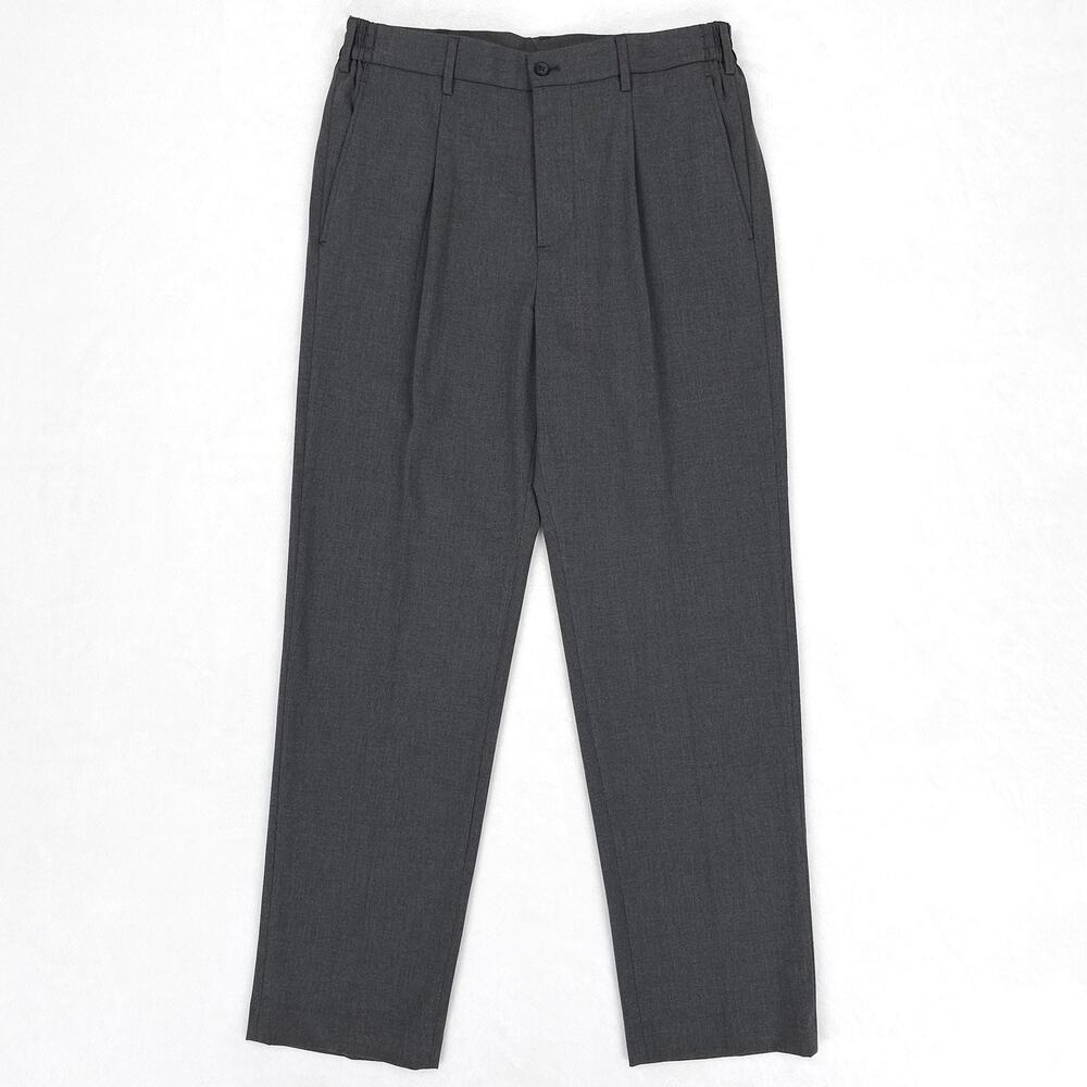 Tommy Hilfiger Mens Relaxed Fit Dress Pants 38x30 Grey Solid Pleated Stretch NWT